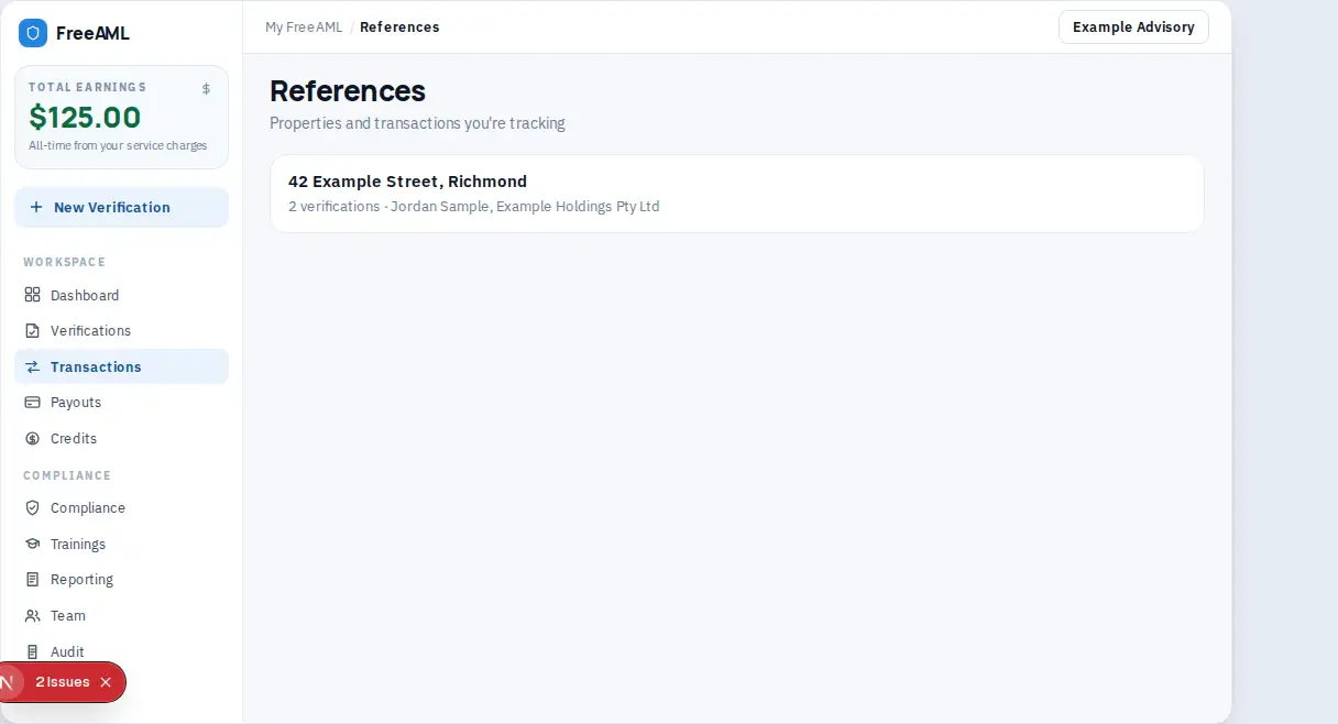 References page grouping example matters